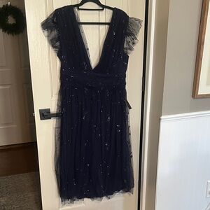 Soieblu Navy Sparkle Tulle Midi Dress